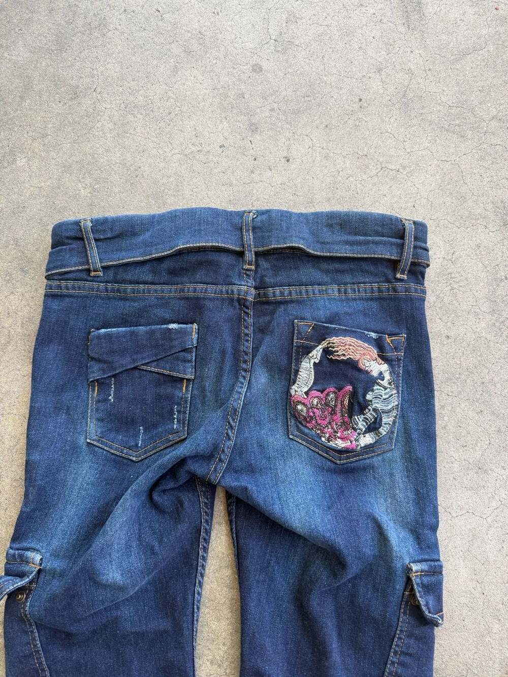 Desigual Y2K Embroidered Cargo Jeans Size 28
